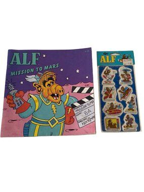 ALF Russ Puffy Stickers ALF Mission To Mars Paperback Childrens Book 19 Lot of 2